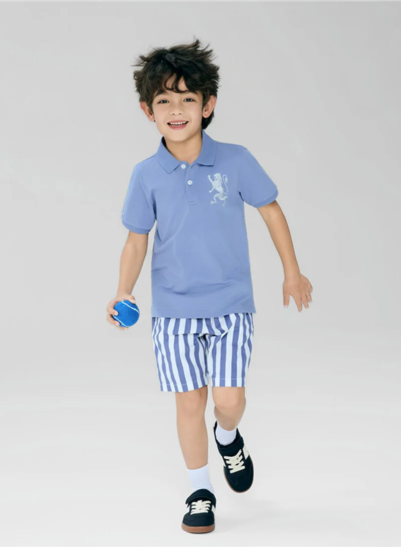 GIORDANO Kids’ Slim Fit Lion Embroidered Cotton Polo